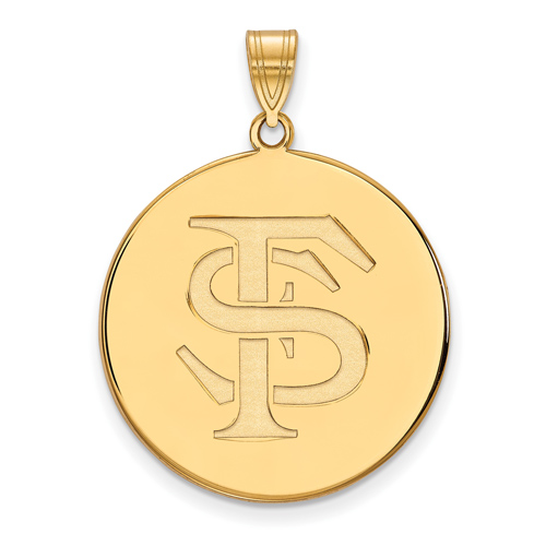 10kt Yellow Gold 1in Florida State University Disc Pendant