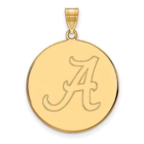 14kt Yellow Gold 1in University of Alabama Round Pendant