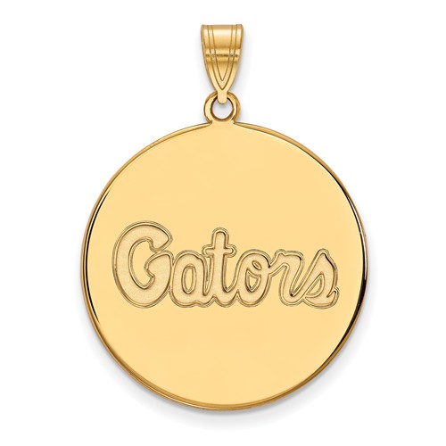 10kt Yellow Gold 1in University of Florida Gators Round Pendant
