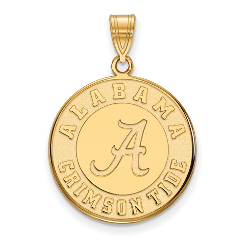 14kt Yellow Gold 3/4in University of Alabama Crimson Tide Disc Pendant