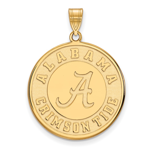 14kt Yellow Gold 1in University of Alabama Crimson Tide Round Pendant