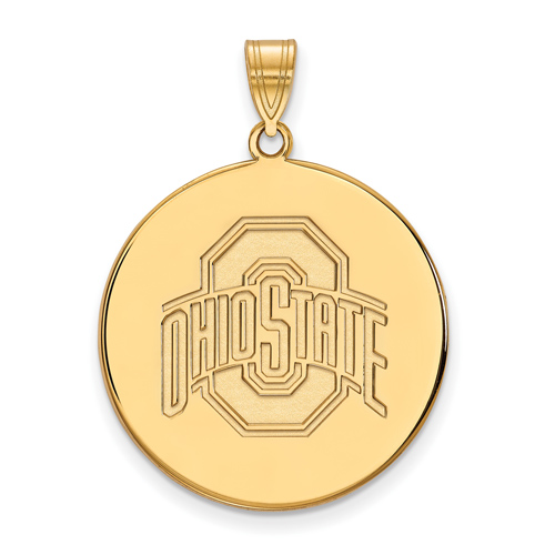 14kt Yellow Gold 1in Ohio State University Disc Pendant