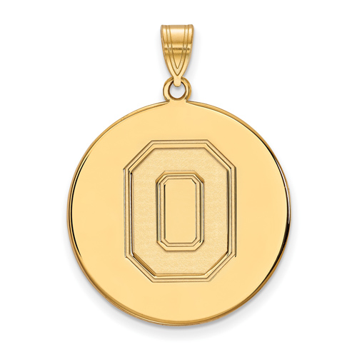 14kt Yellow Gold 1in Ohio State University Block O Disc Pendant