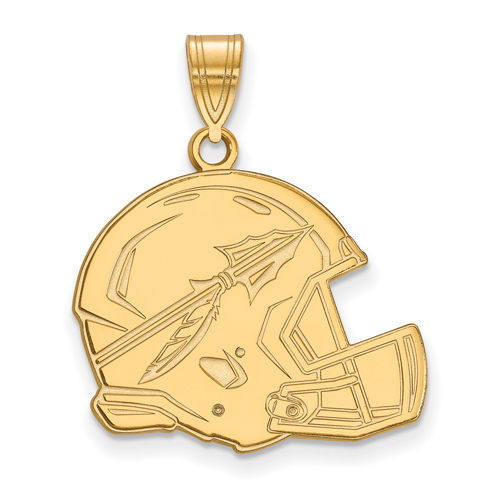 10k Yellow Gold 3/4in Florida State Univ Arrow Football Helmet Pendant