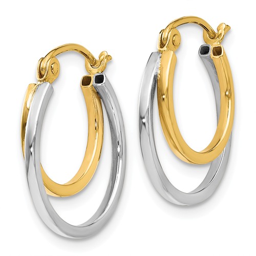14k Two-tone Gold Two Hoop Earrings 5/8in