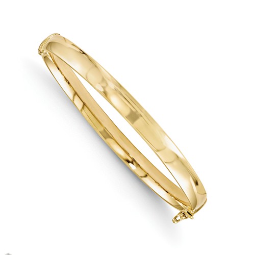 10k Yellow Gold 7in Italian Hinged Bangle Bracelet 5.9mm