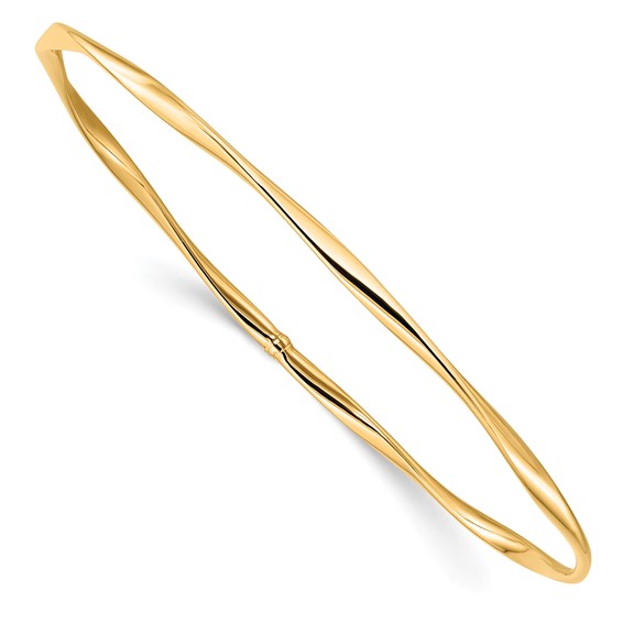 10kt Yellow Gold Italian Slip-on Wavy Bangle Bracelet