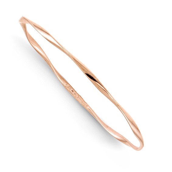 10kt Rose Gold Italian Slip-on Wavy Bangle 7in Bracelet