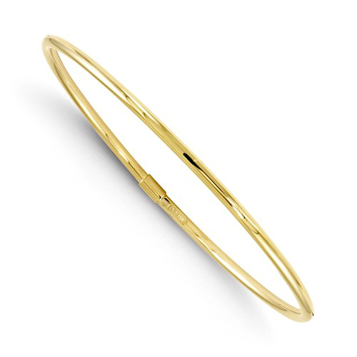10kt Yellow Gold 7in Italian Slip-on Polished Bangle Bracelet 3mm