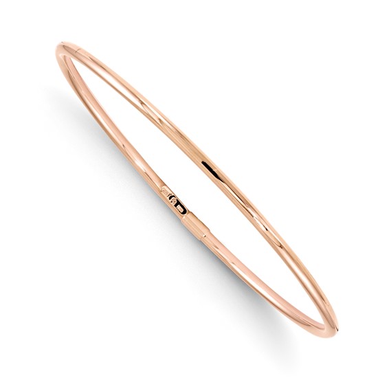 10k Rose Gold Italian Slip-on Round Bangle Bracelet 8in