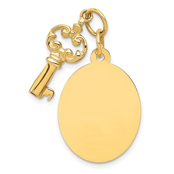 14kt Yellow Gold 7/8in Key & Tag Charm