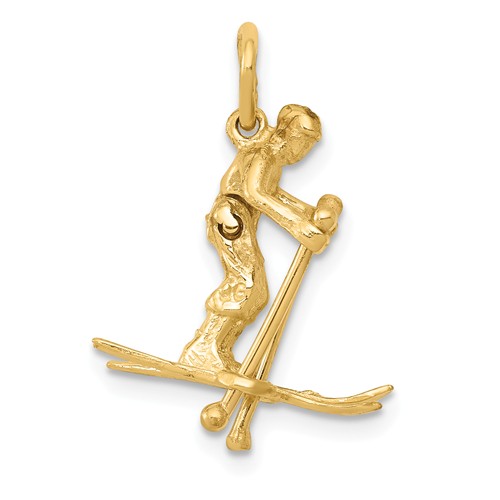 14k Yellow Gold 3-D Moveable Skier Pendant