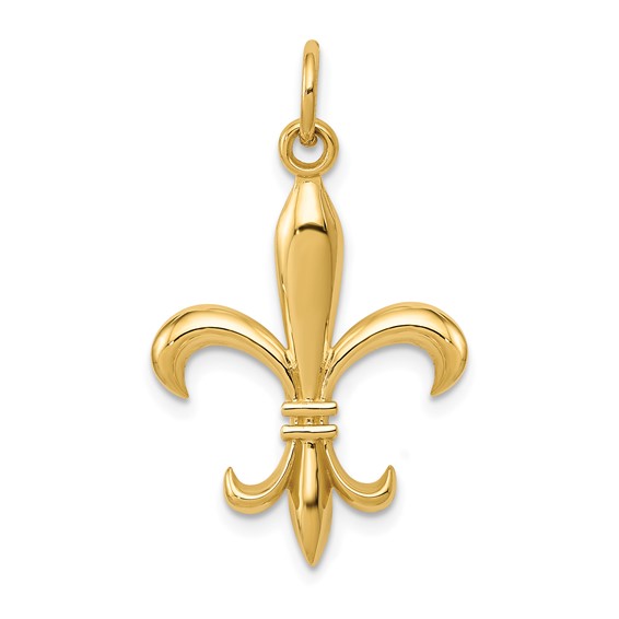 14kt Yellow Gold 7/8in Open Back Fleur de Lis Charm