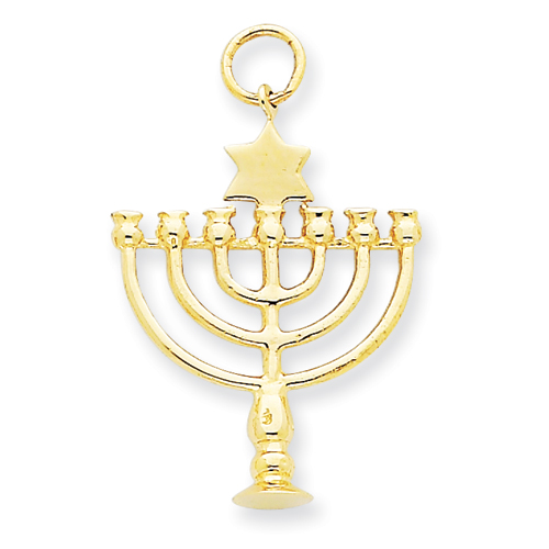 14k Yellow Gold Menorah Charm 15/16in