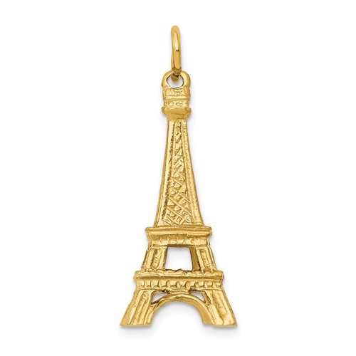 14k Yellow Gold 3-D Eiffel Tower Pendant 1in