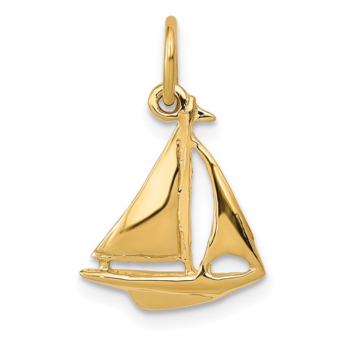 14kt Yellow Gold 1/2in Sailboat Charm