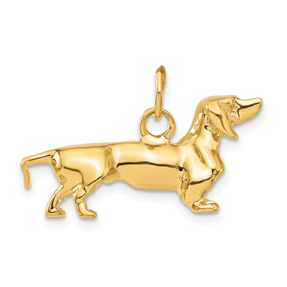 14kt Yellow Gold 3-D Dachshund Dog Charm