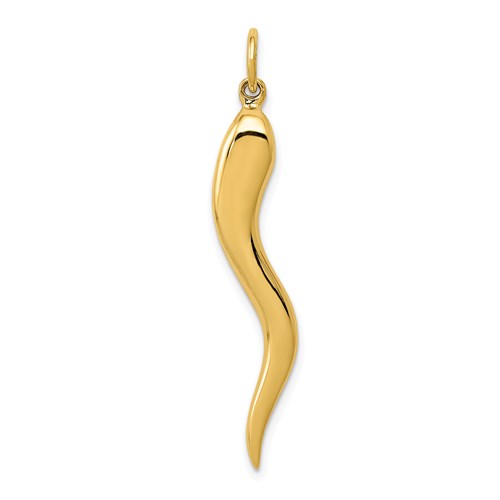 14kt Yellow Gold 1 3/8in Solid Italian Horn Pendant