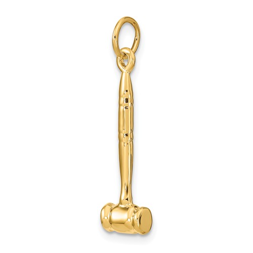 14k Yellow Gold 3-D Gavel Pendant 7/8in