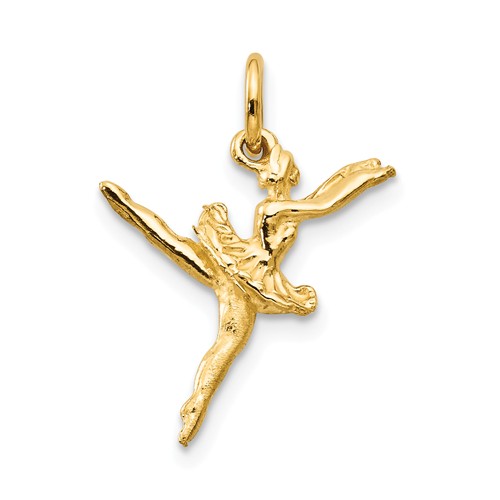 14k Yellow Gold Leaping Ballerina Pendant 5/8in