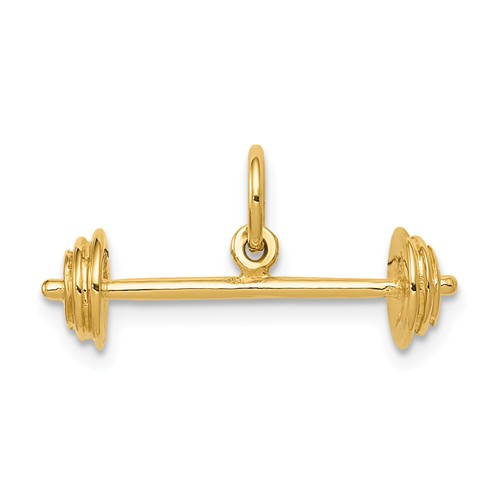 14k Yellow Gold 3-D Barbell Pendant