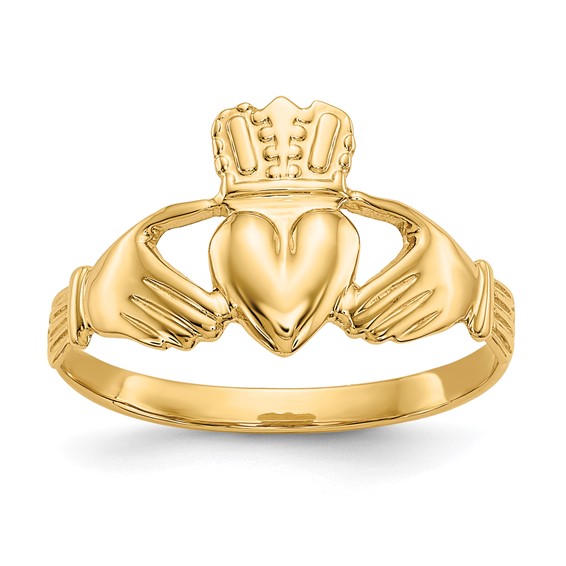 14kt Yellow Gold Polished Petite Claddagh Ring