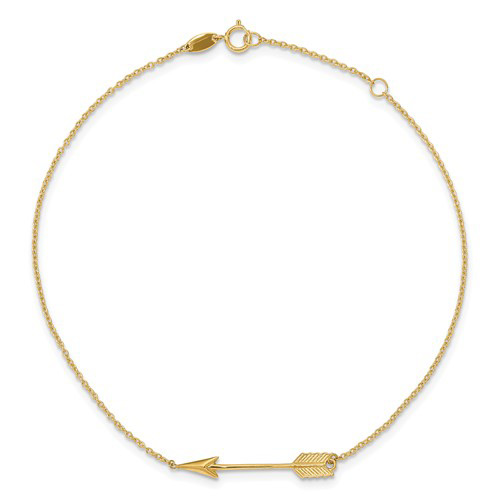 14kt Yellow Gold 9in Arrow Charm Anklet