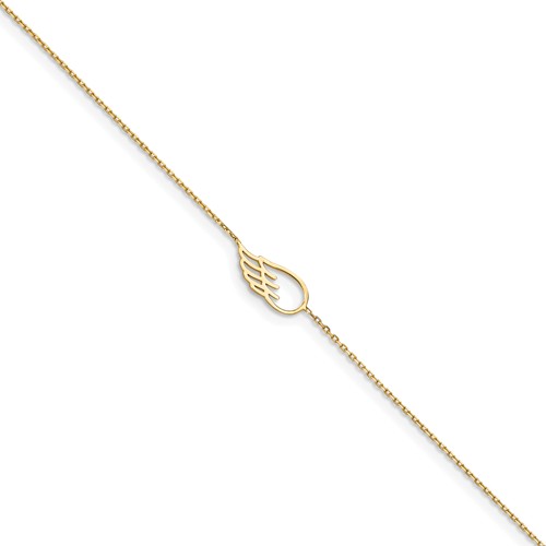 14k Yellow Gold Wing Charm Anklet 10in