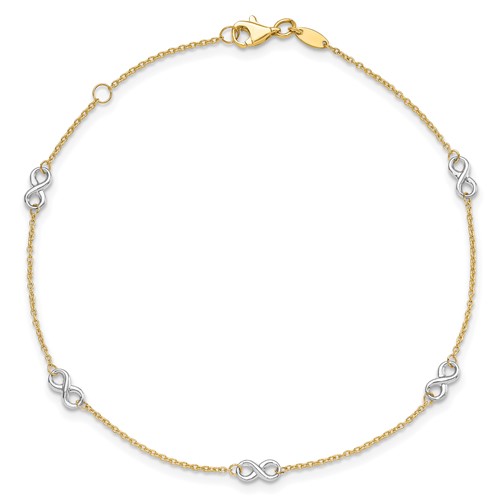 14k Two-tone Gold Infinity Symbol Anklet 9in