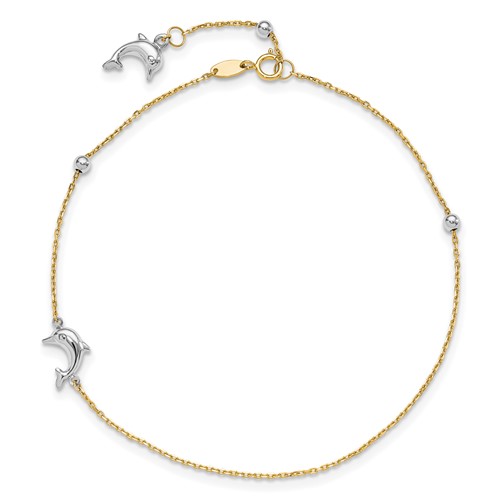 14k Twotone Gold Dolphin Anklet ANK3209 Joy Jewelers