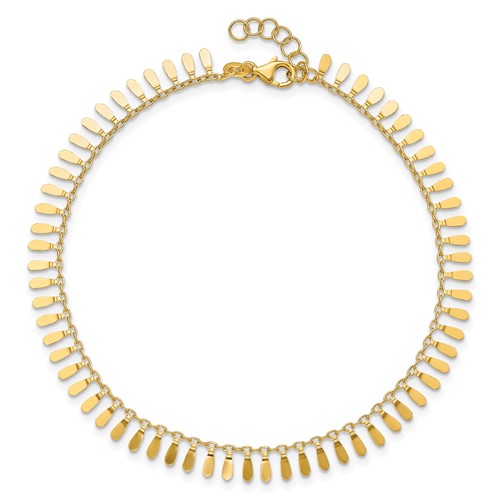 14k Yellow Gold Polished Fancy Tufted Anklet