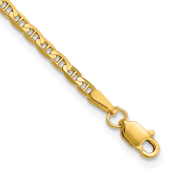 14kt Yellow Gold 10in Classic Anchor Link Anklet