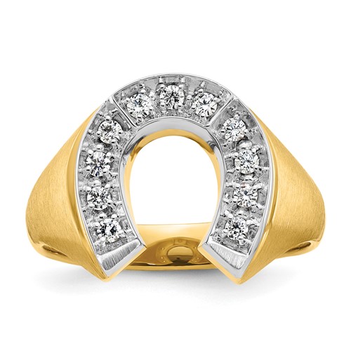 10k Two-tone Gold Men's .22 ct tw Diamond Horseshoe Ring