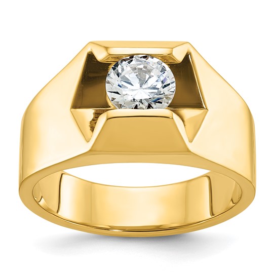 14k Yellow Gold Men's 1 ct Lab Grown Diamond Claw Ring