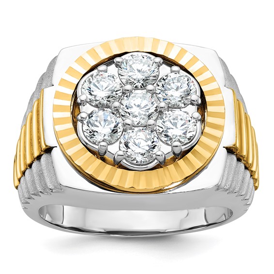 14k Two-tone Gold Men's 2 ct tw Lab Grown Diamond Ring with Fluted Crown