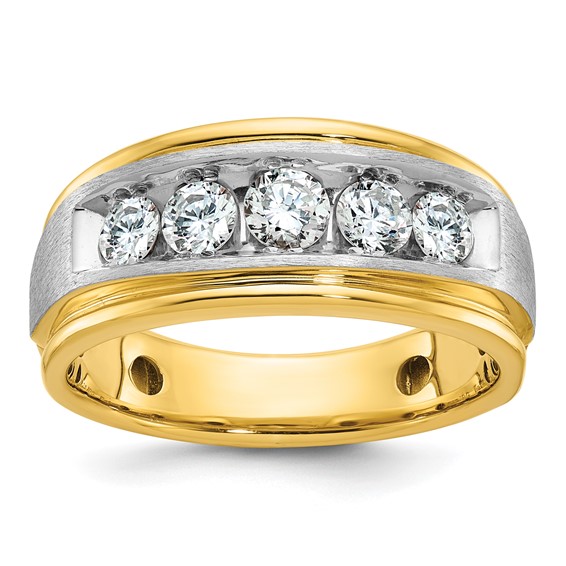 14k Two-tone Gold Men's 1 ct tw Lab Grown Diamond Channel Ring