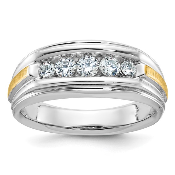 14k Two-tone Gold Men's 1/2 ct tw Lab Grown Diamond Five-Stone Ring