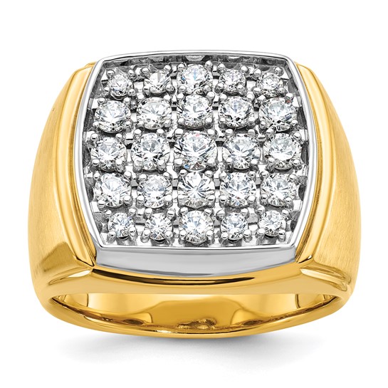 14k Two-tone Gold Men's 1.6 ct tw Lab Grown Diamond Cluster Ring