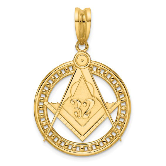 14k Yellow Gold Masonic 32nd Degree Pendant 1in