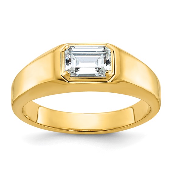 14k Yellow Gold Men's Emerald-cut 1 ct tw Lab Grown Diamond Classic Bezel Ring