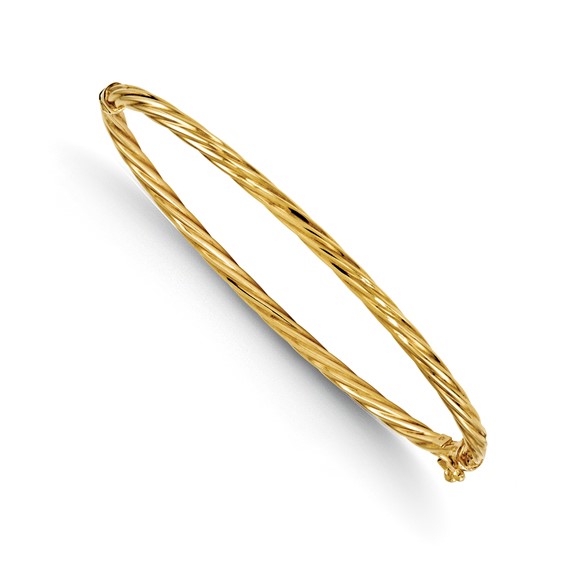 14k Yellow Gold 7in Italian Hinged Twisted Cable Classic Bangle Bracelet