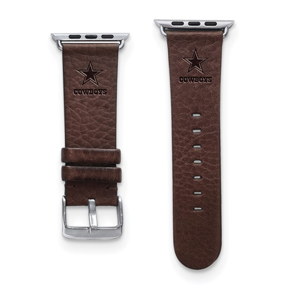 Gametime Dallas Cowboys Brown Leather Band for Apple Watch 38/40mm Medium Large Length