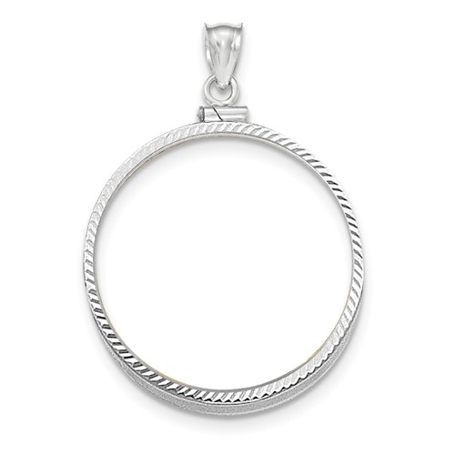 14k White Gold Diamond-cut Screw Top Coin Bezel for 1oz American Eagle