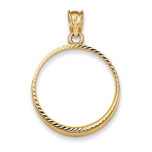 14k Yellow Gold Diamond-cut Prong Bezel for 1/4 Oz American Eagle Coin