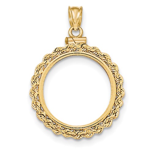 14k Yellow Gold Rope Plain Screw Top 1/4 Oz American Eagle Coin Bezel