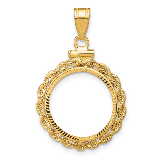 14kt Gold Rope Screw Top Bezel for 1/10 Oz American Eagle Coin