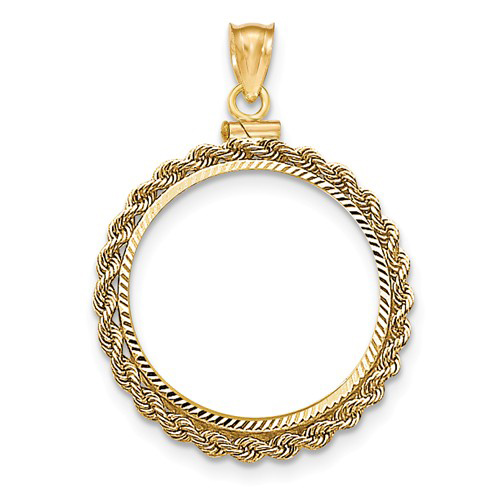 14kt Gold Handmade Rope Screw Top Bezel for 1/2 Oz American Eagle Coin