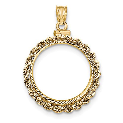 14k Yellow Gold Rope Screw Top Bezel for 1/4 Oz American Eagle