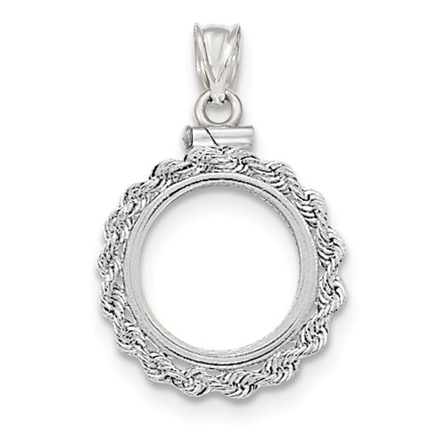 14kt White Gold Rope Screw Top Bezel for 1/10 Oz American Eagle Coin