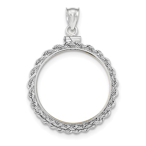 14kt White Gold Rope Screw Top Bezel for 1/2 Oz American Eagle Coin